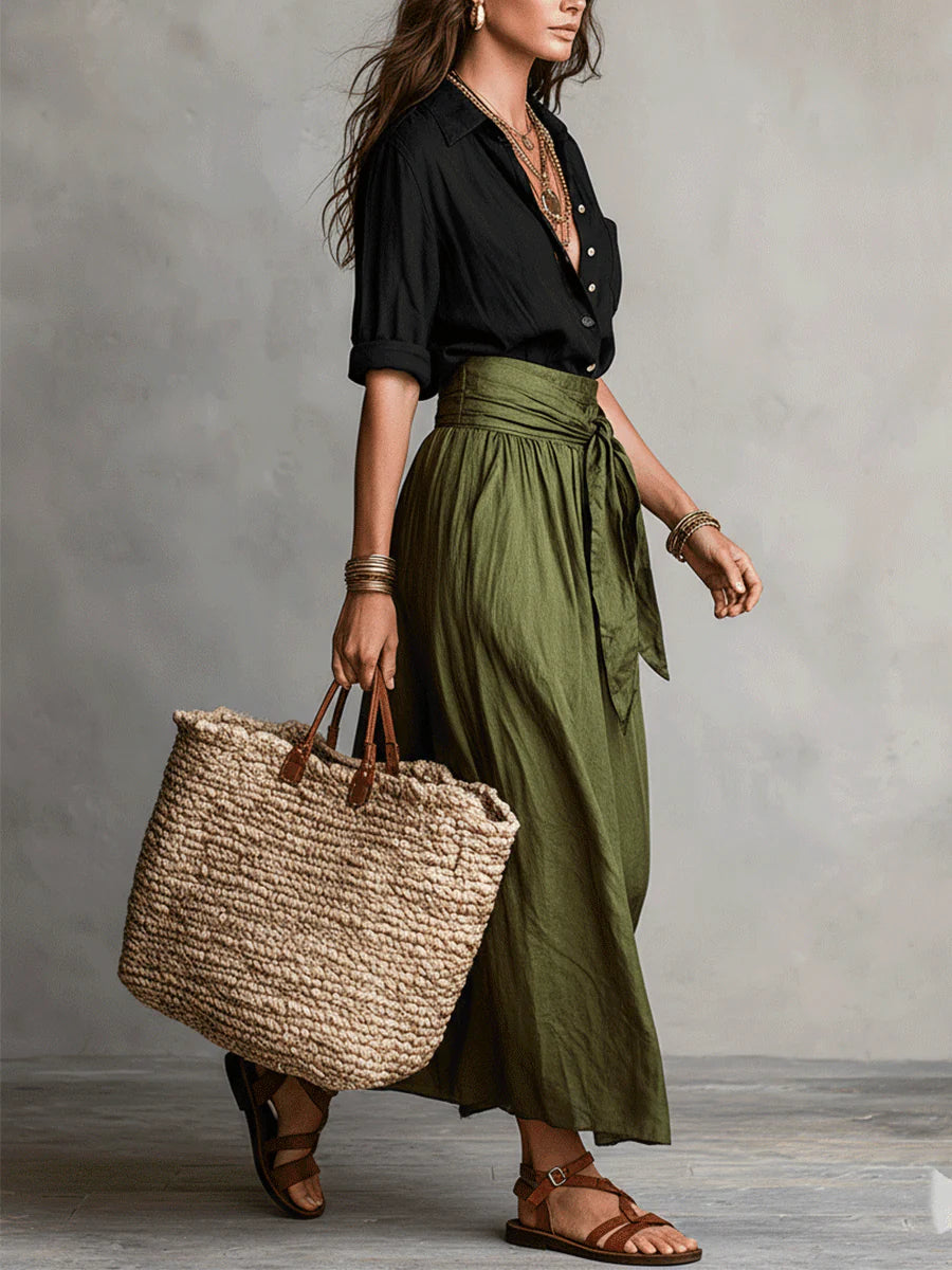 Martina | Elegante vloeiende one-shoulder maxi-jurk