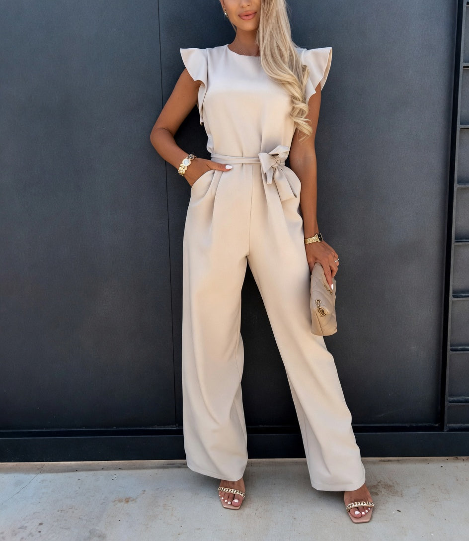 Nuria jumpsuit met verstelbare taille in crème
