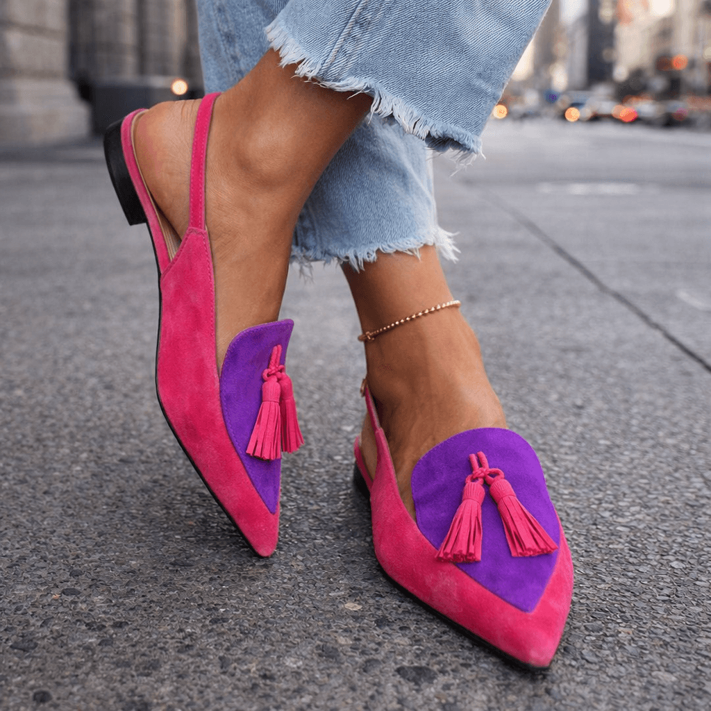 Roelie sandalen in roze en paars