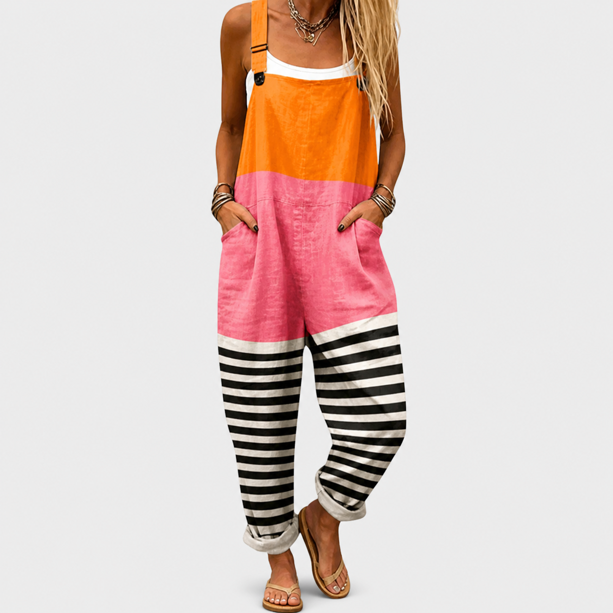 Roosje kleurrijke jumpsuit met gestreepte pijpen