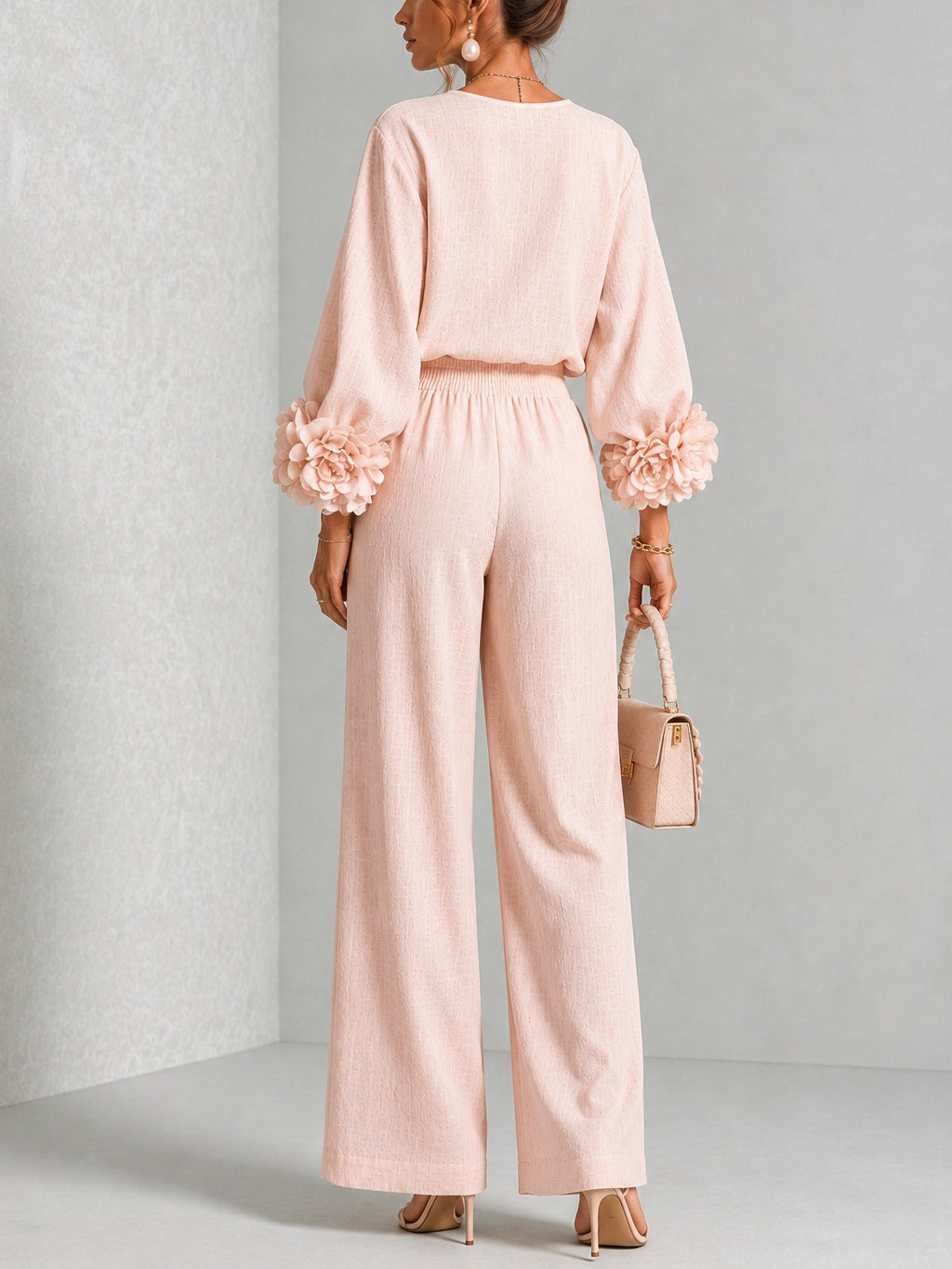 Rosalie | Tweedelige set met bloemenmanchetten