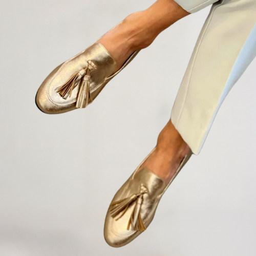 Roxanne metallic loafers detail