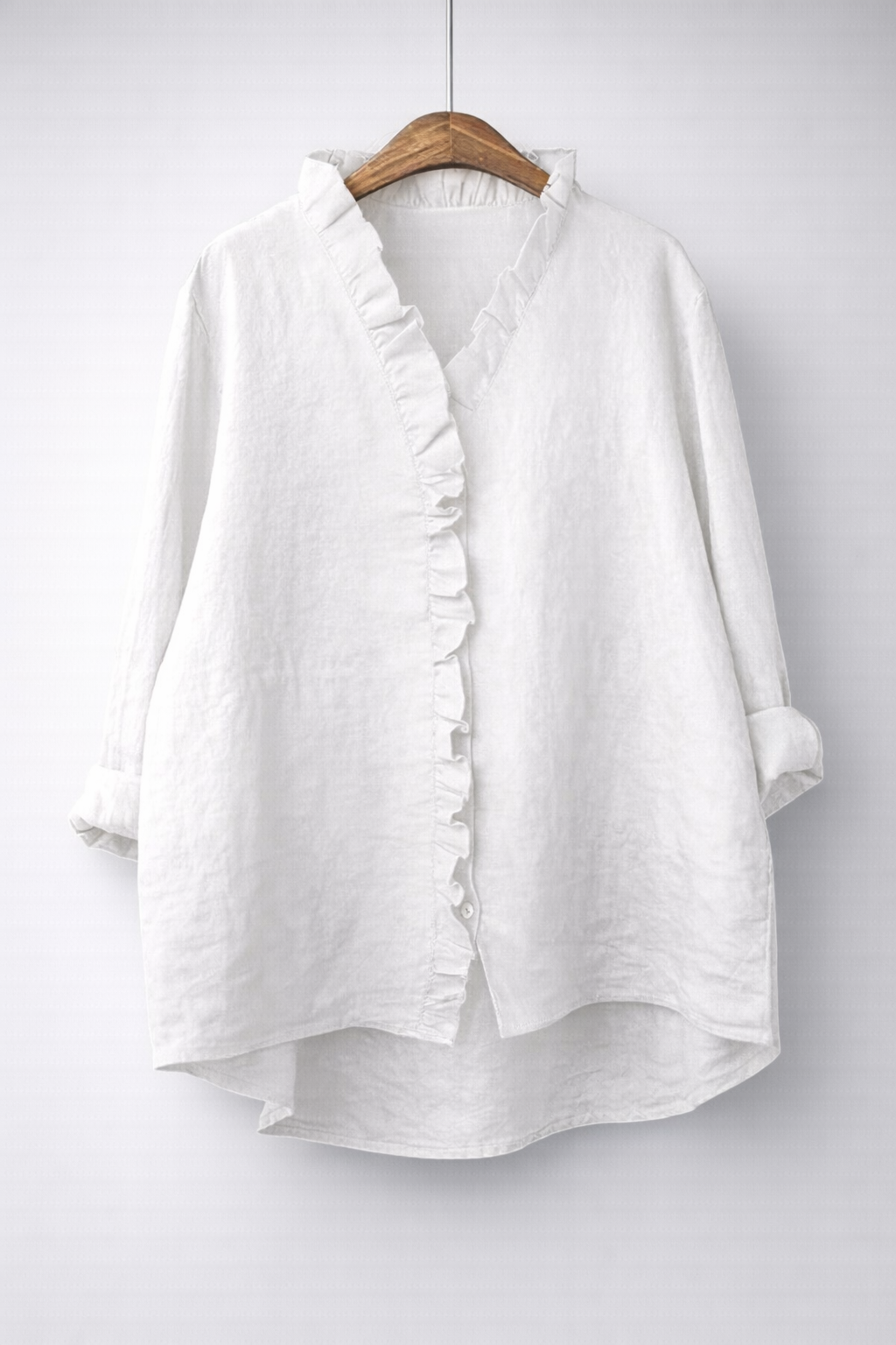 Sanelle | Lange blouse met ruches en V-hals