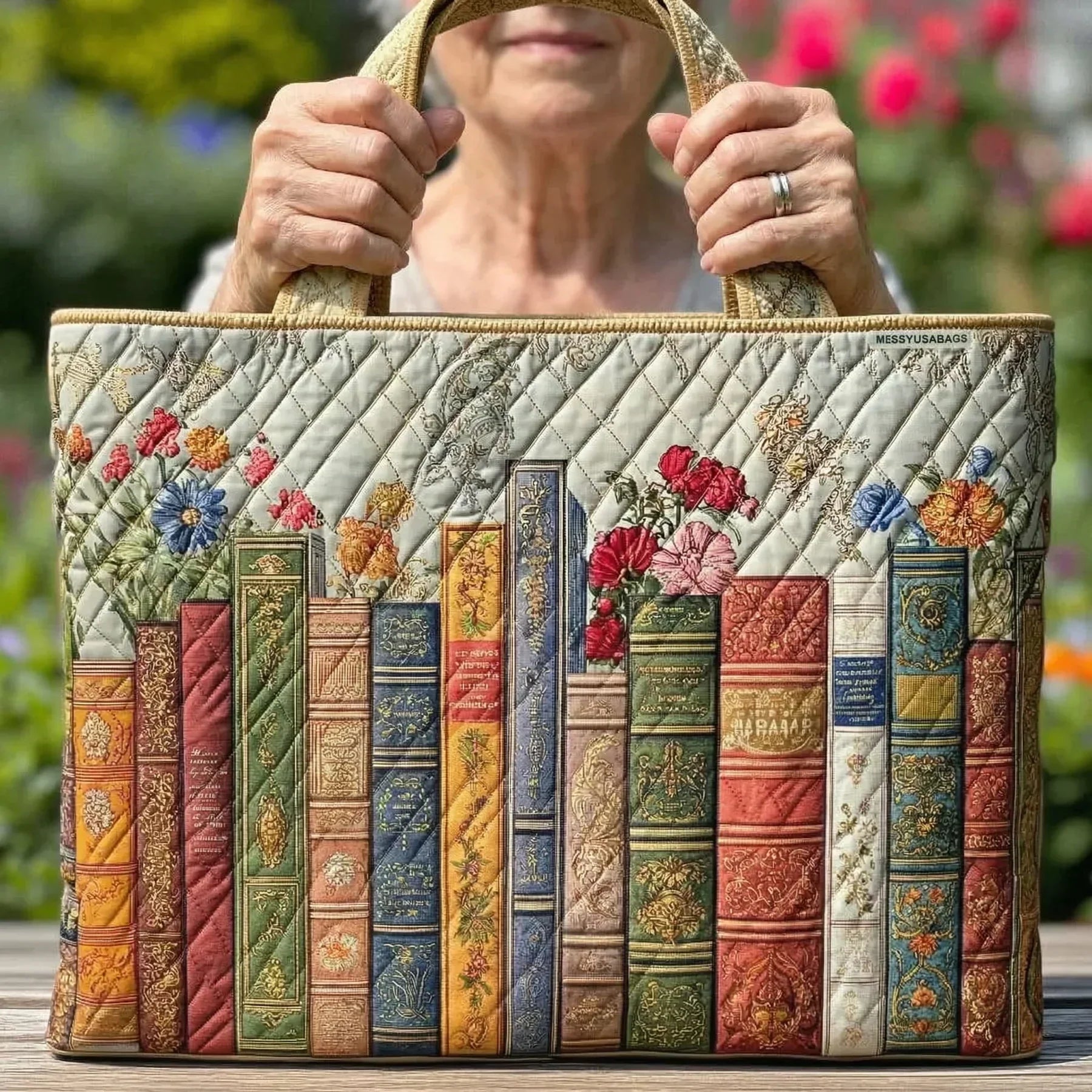 Doorgestikte tas - Betoverde bibliotheek