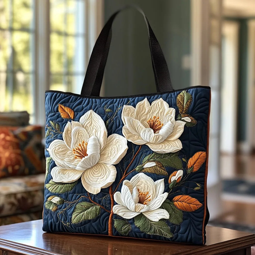 Ambachtelijke doorgestikte tas - Fijne magnolia
