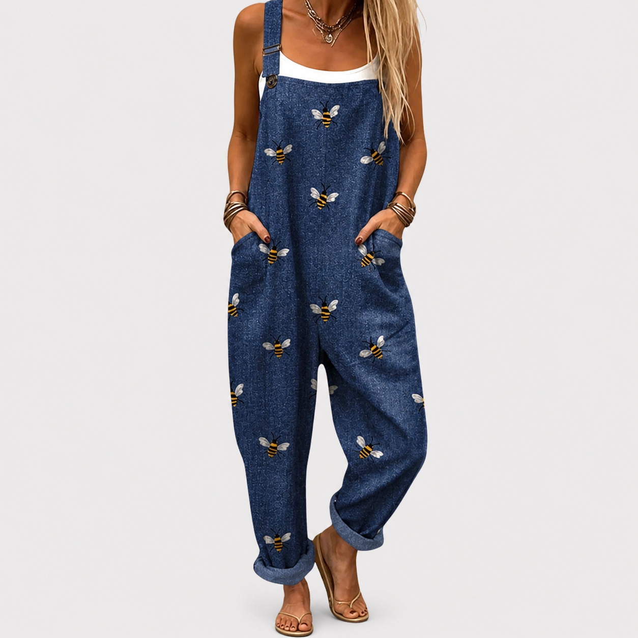 Trees donkerblauwe jumpsuit met vlinderprint