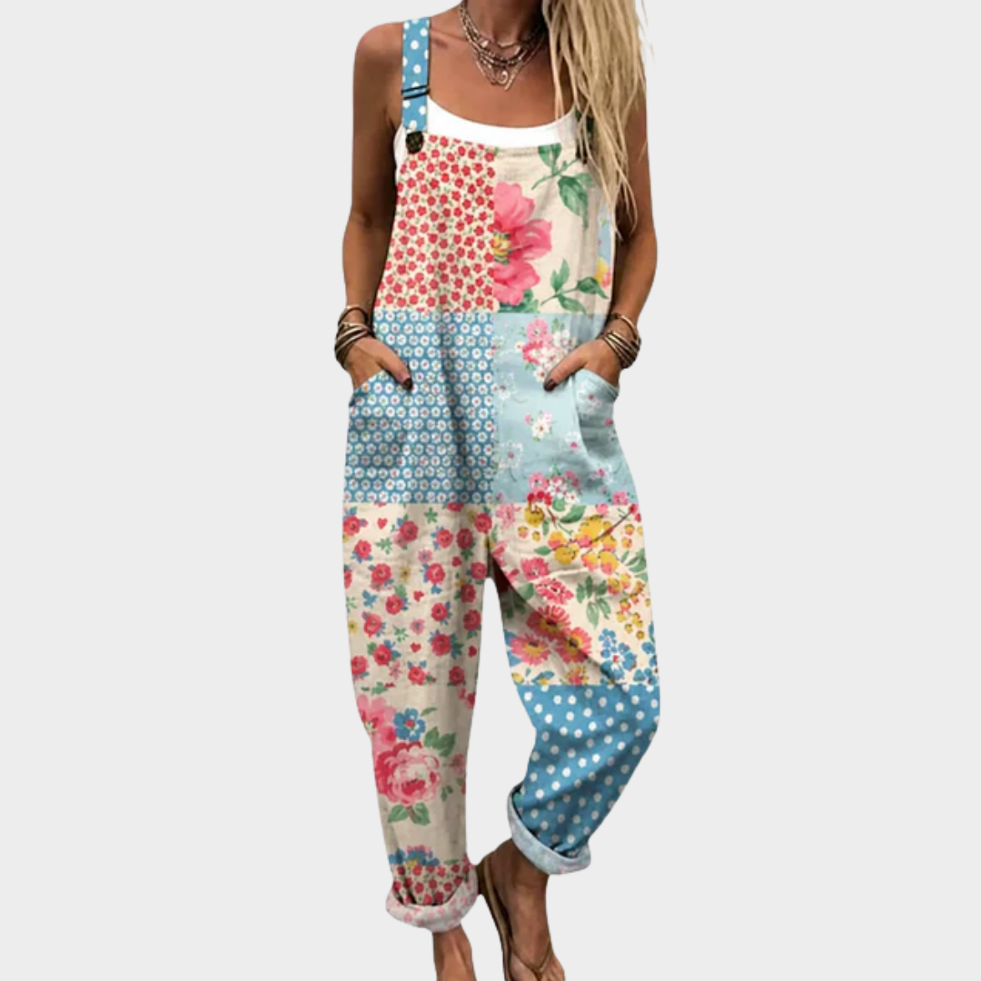 Truus jumpsuit met patchwork-bloemenprint