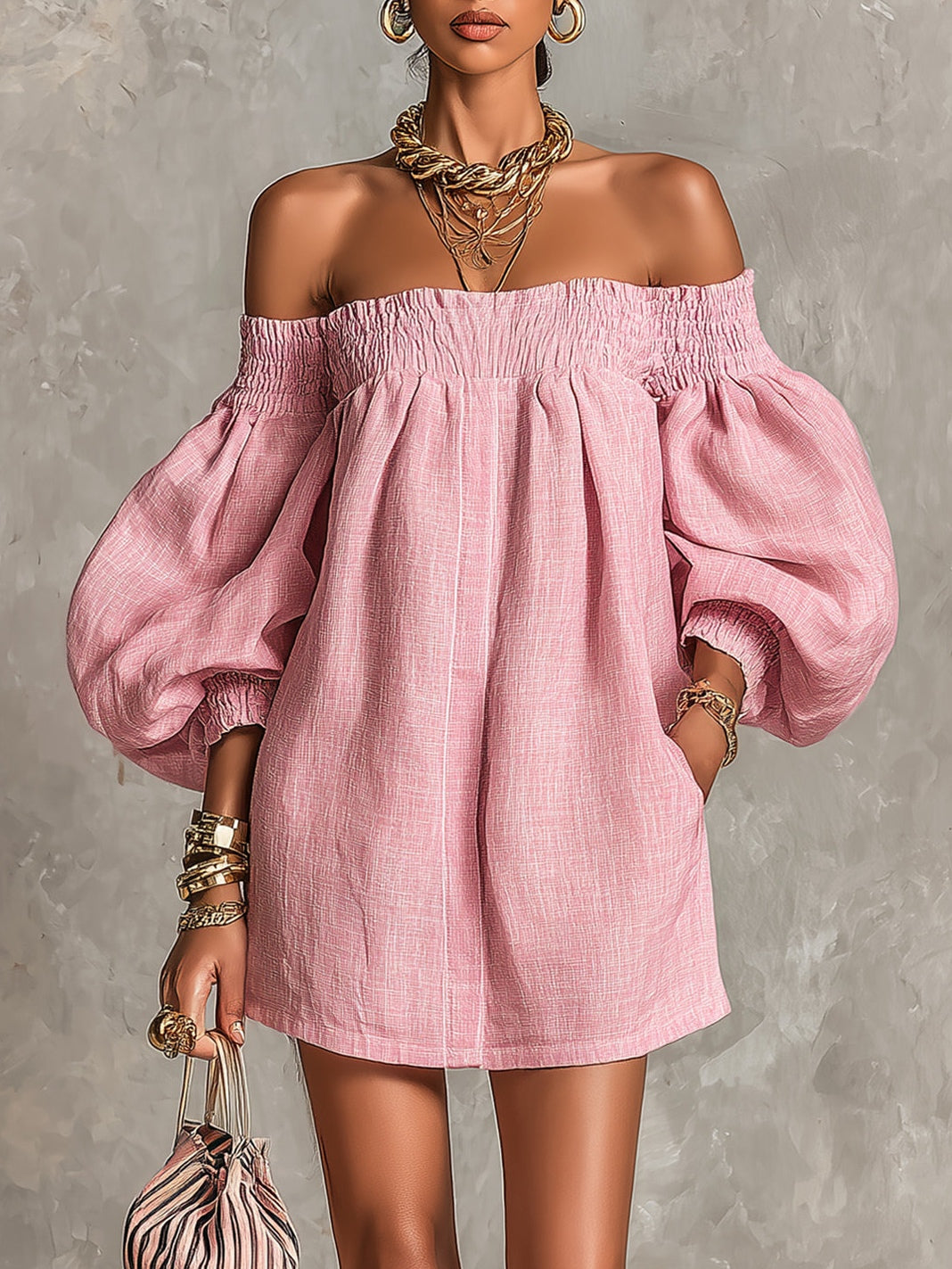 Violette roze A-lijn mini-jurk