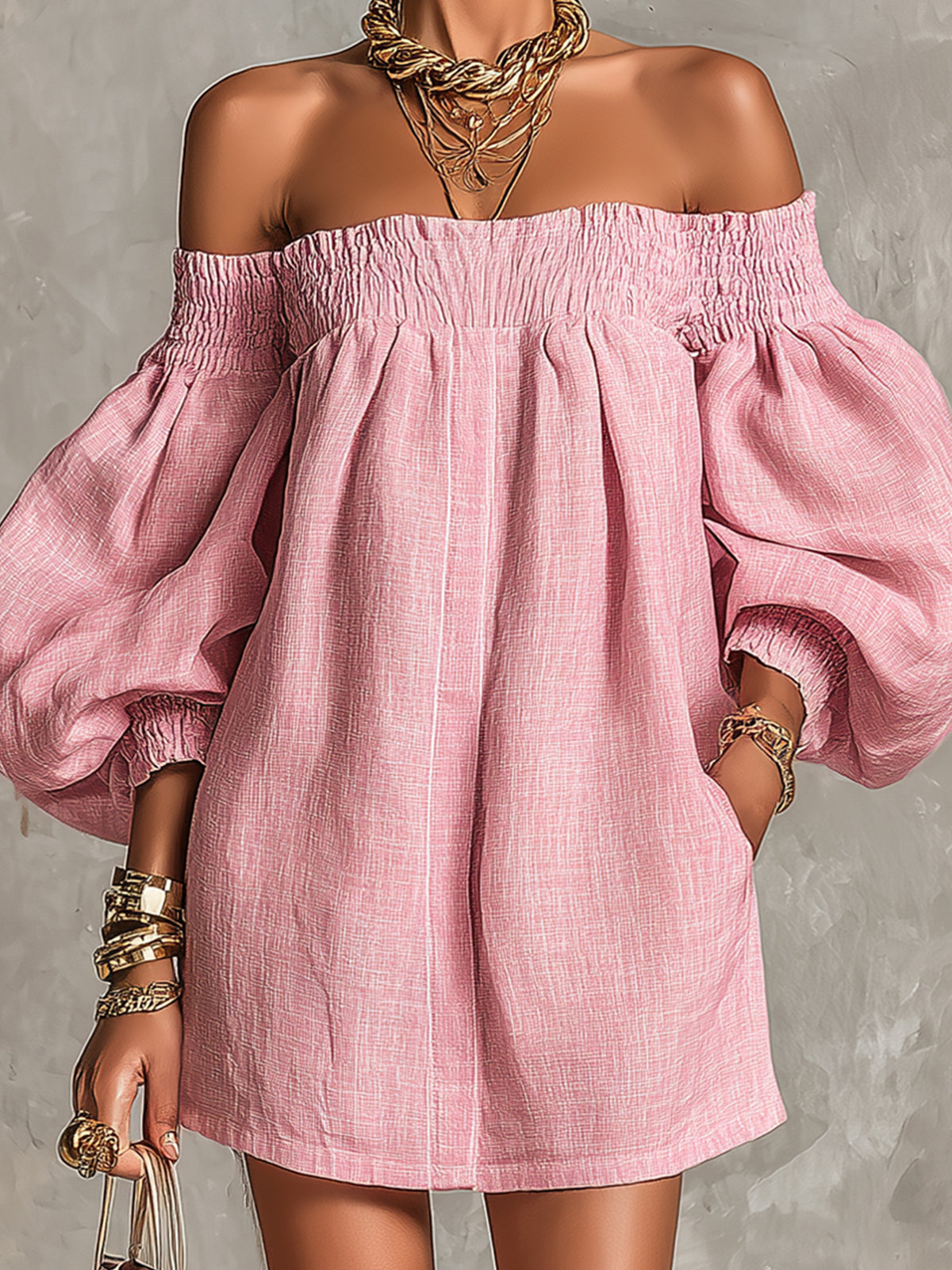 Violette roze A-lijn mini-jurk