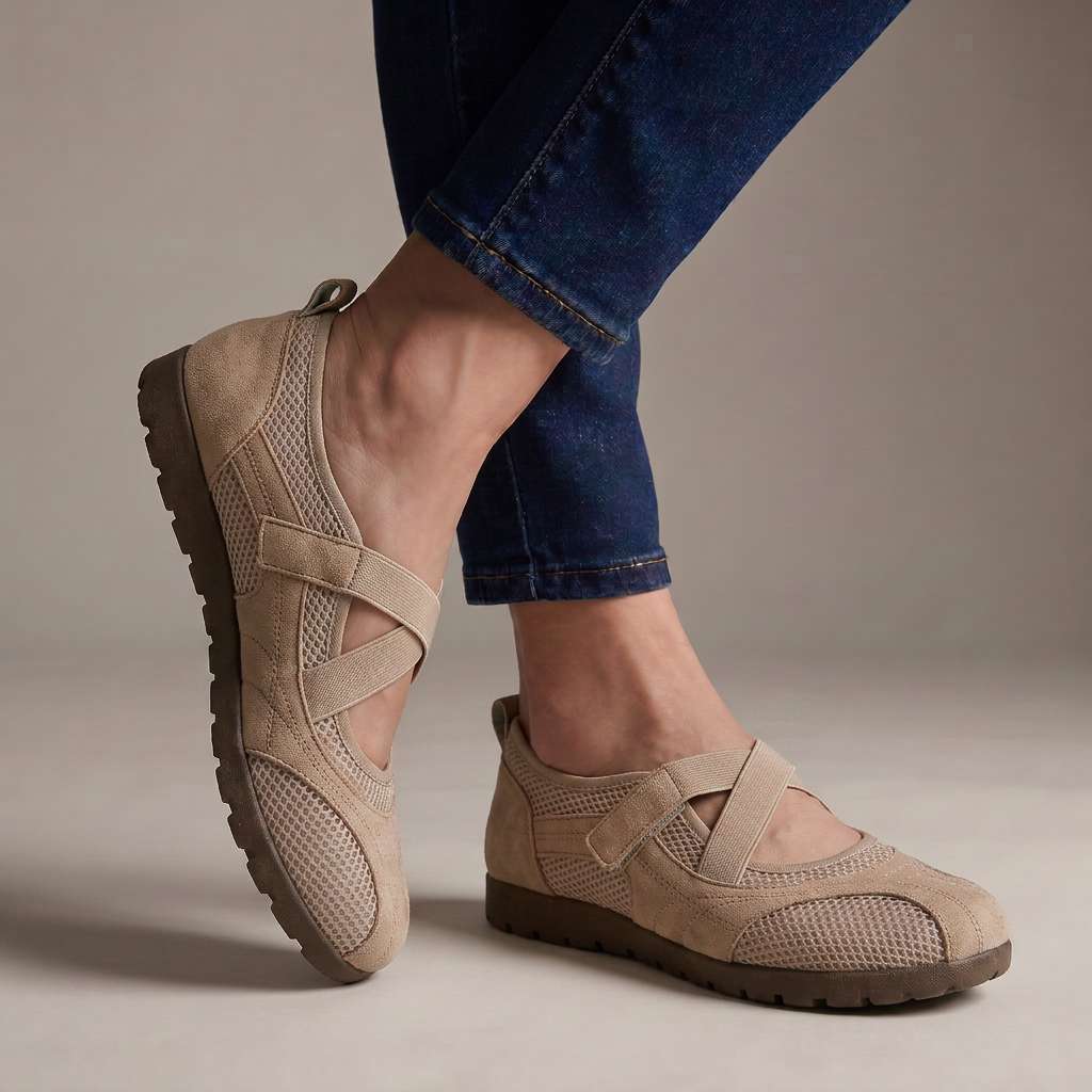 Vivian comfortschoenen met mesh en gekruiste band