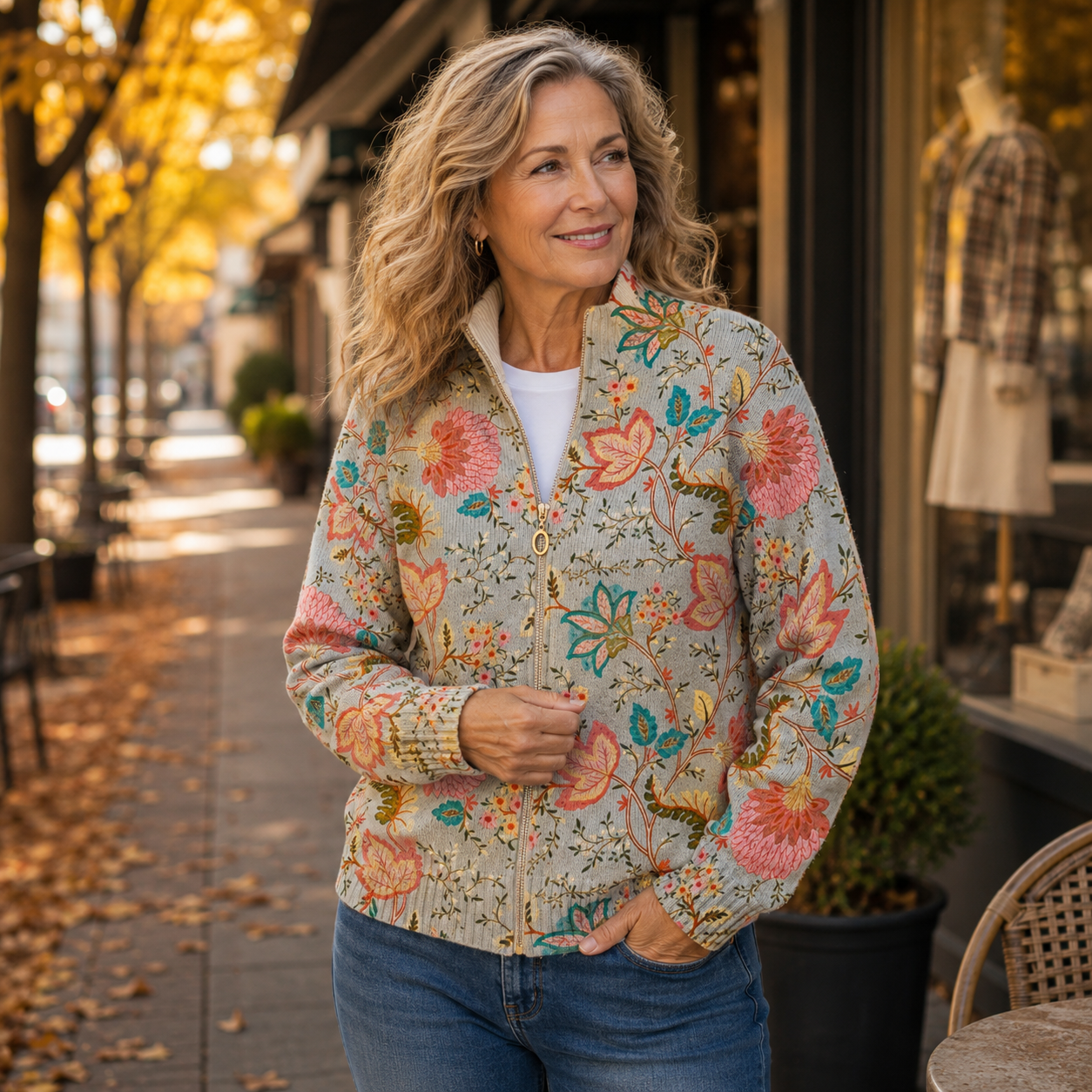 Xanthe vest met vintage bloementuinprint