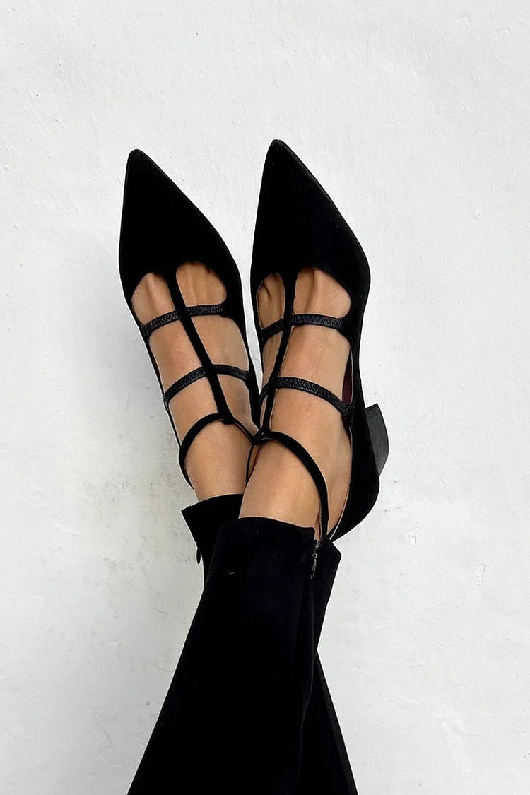 Spitse pumps met bandjes