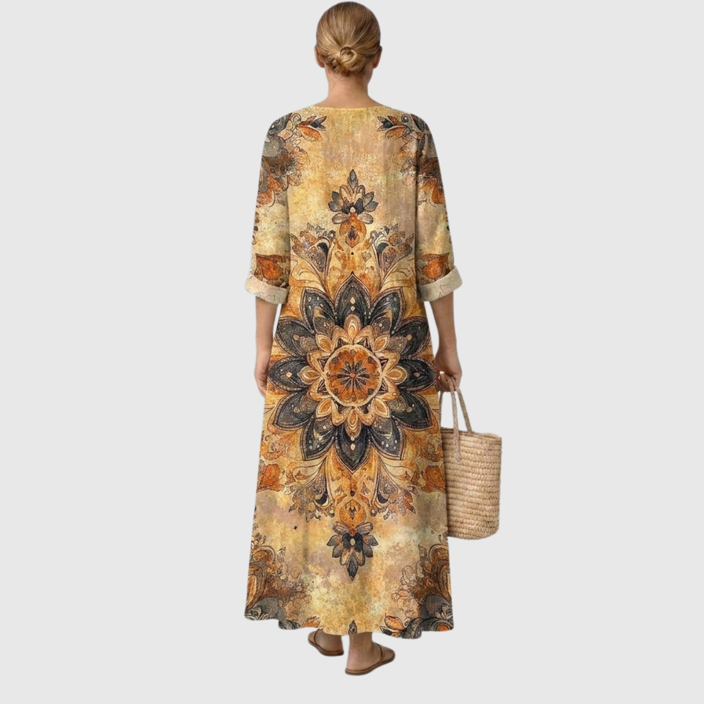 Dora jurk met bloemenprint en natuurlijke elegantie