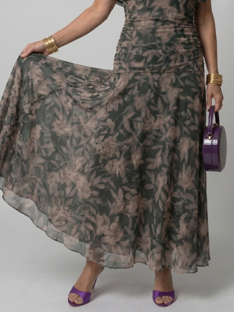 Calen off-shoulder midi-jurk