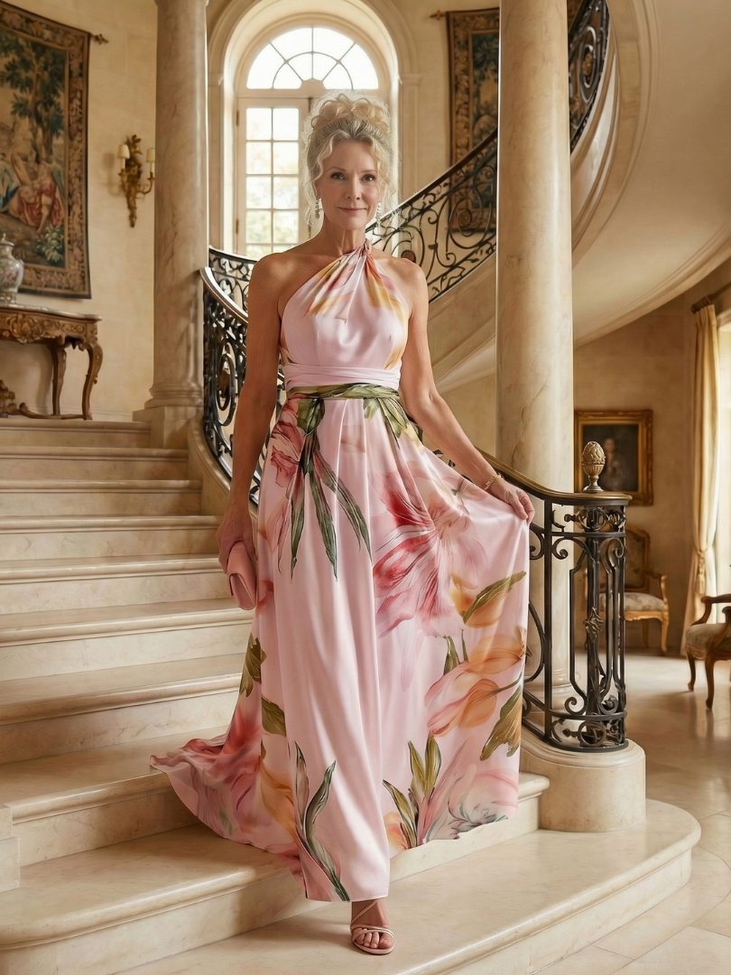 Amiel maxi-jurk met bloemenprint
