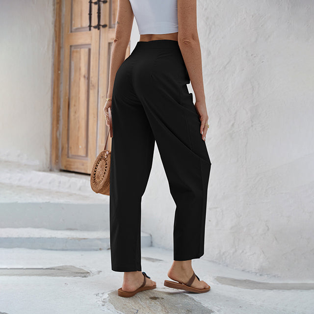 Sabby wijde broek met hoge geknoopte taille