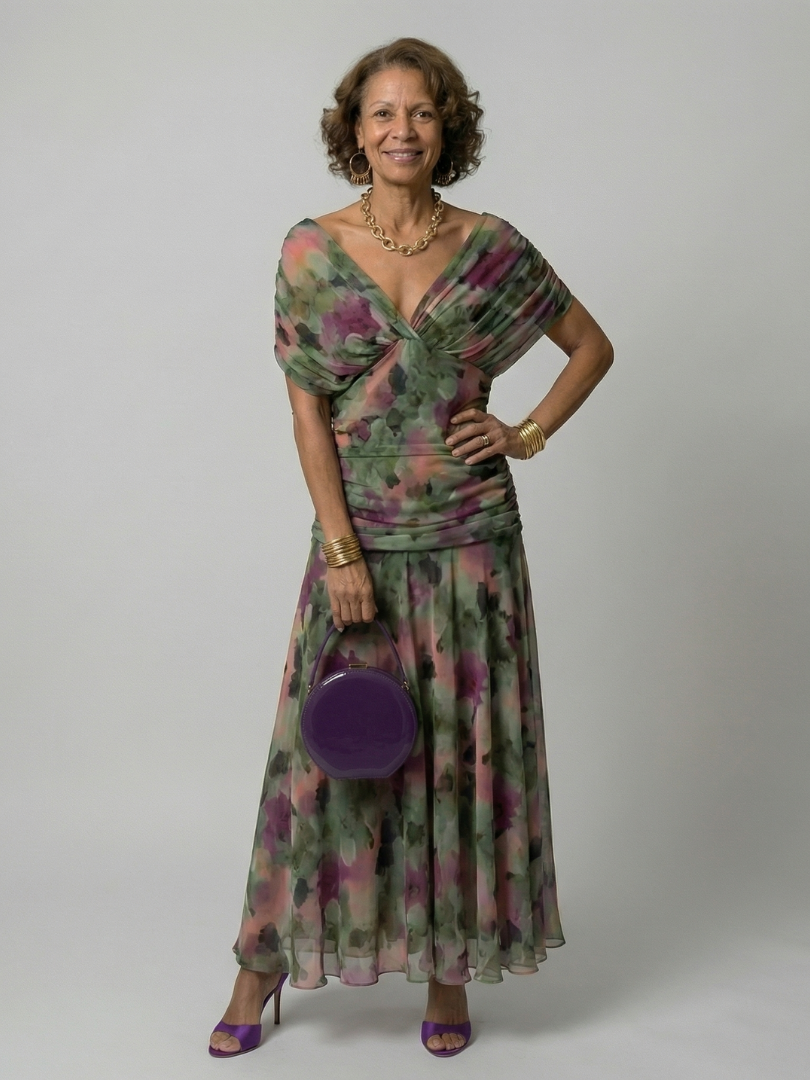 Calen | Off Shoulder Flow Midi Jurken