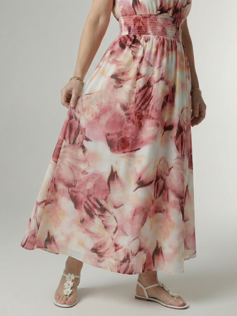 Sylin halter midi-jurk met gerimpelde taille