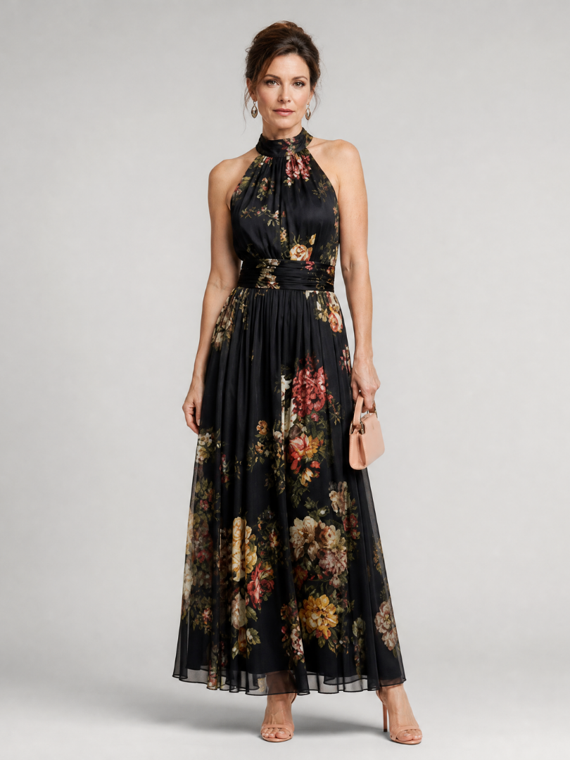 Sior halter midi-jurk met bloemenprint