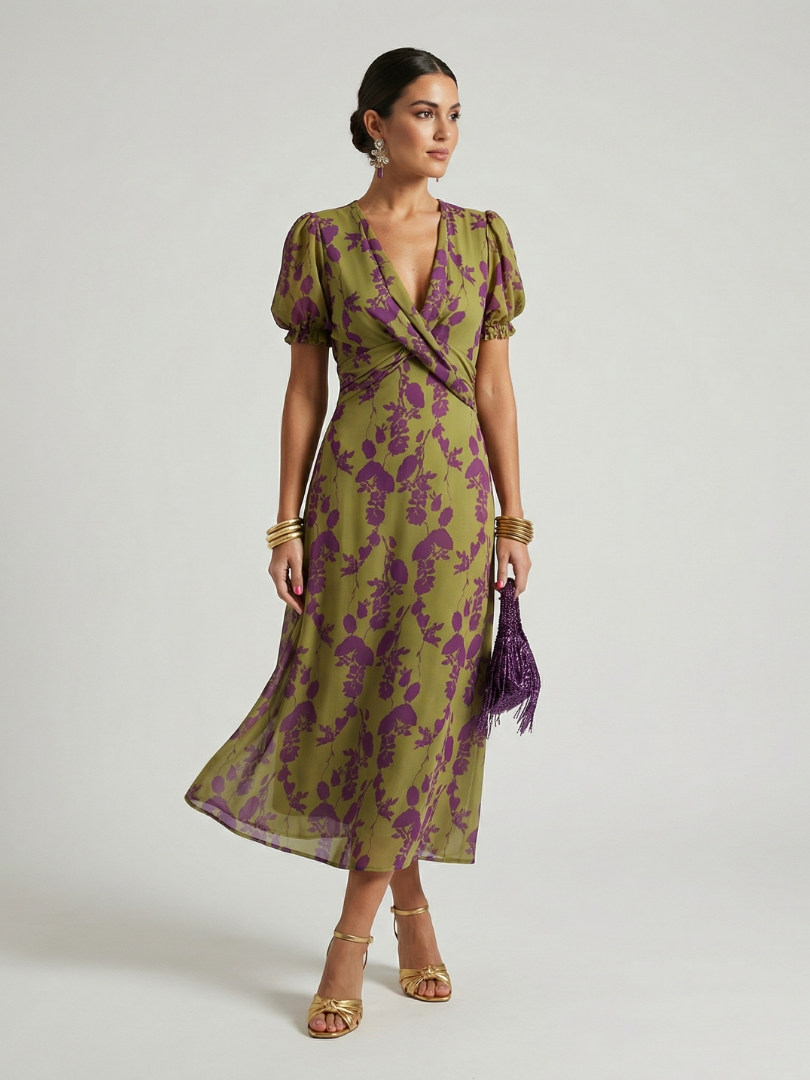 Virel midi-jurk met bloemenprint