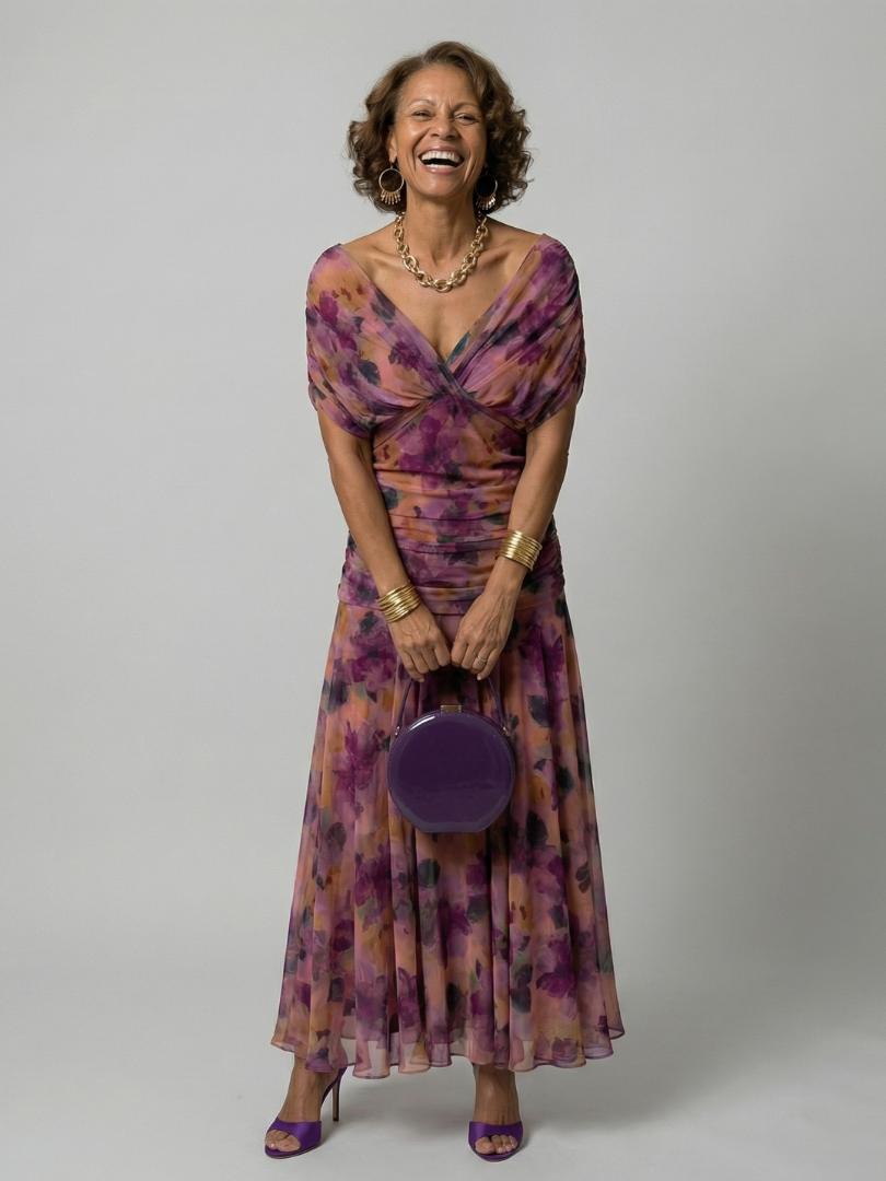 Calen | Off Shoulder Flow Midi Jurken