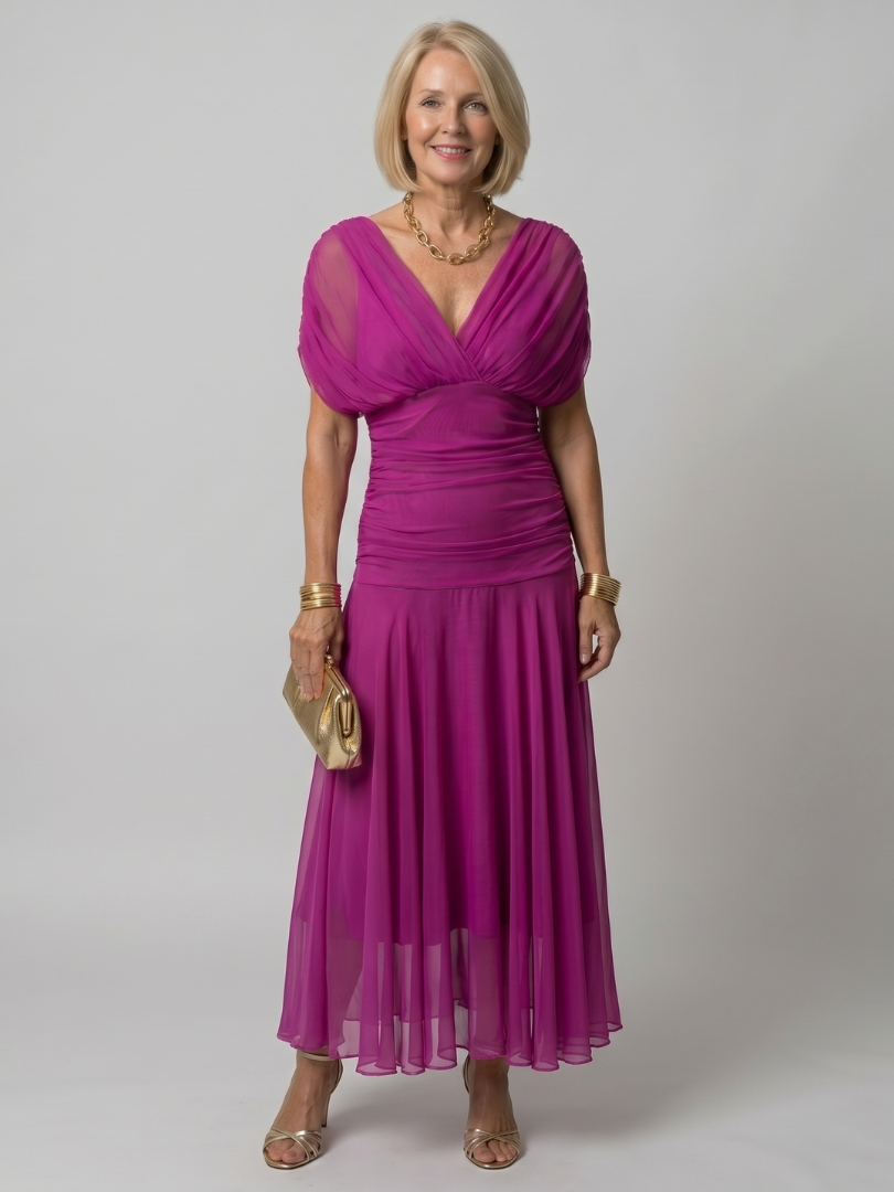 Calen off-shoulder midi-jurk