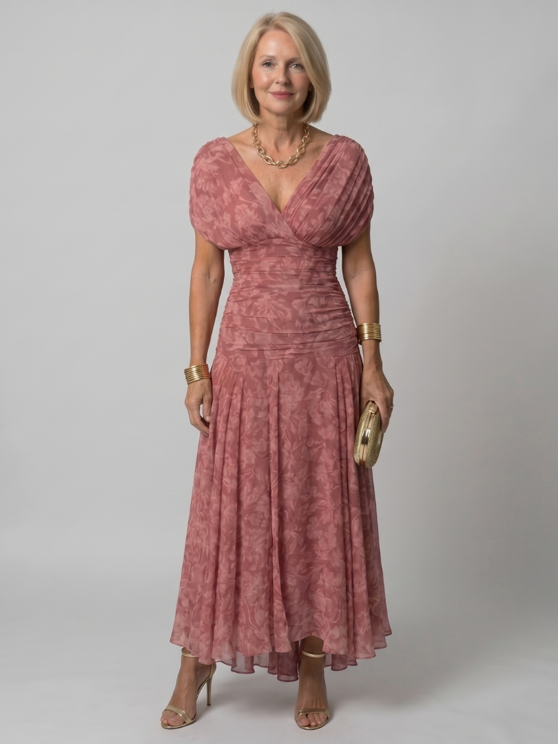 Calen off-shoulder midi-jurk