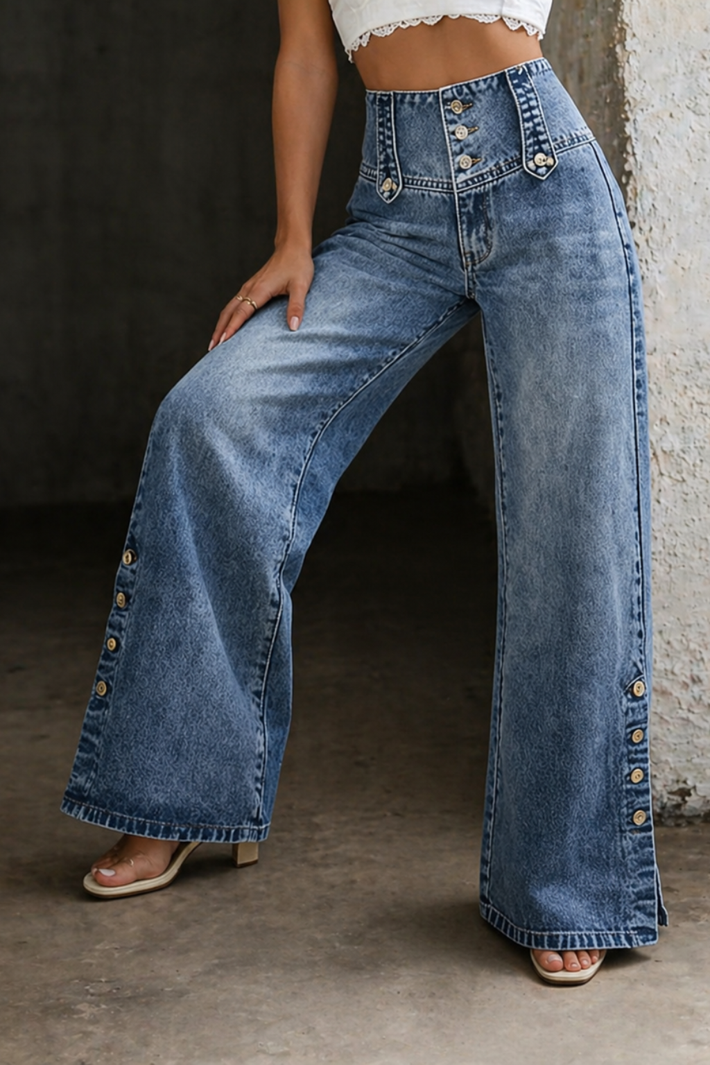 Mia | Jeans met hoge taille en split