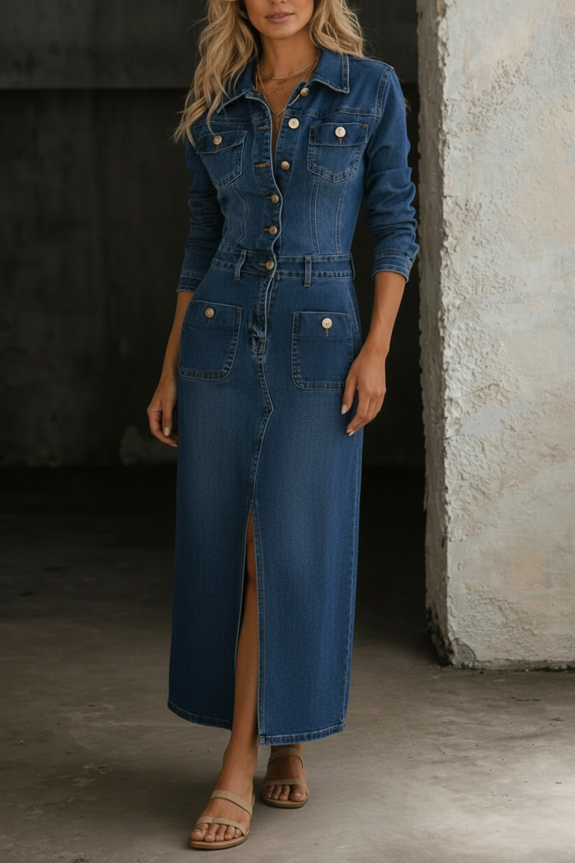 Leila | Klassieke en comfortabele denim jurk