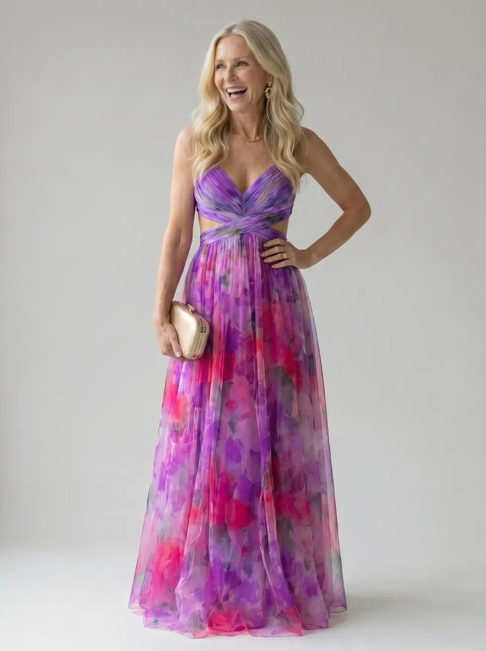 Isel soepele wikkel maxi-jurk