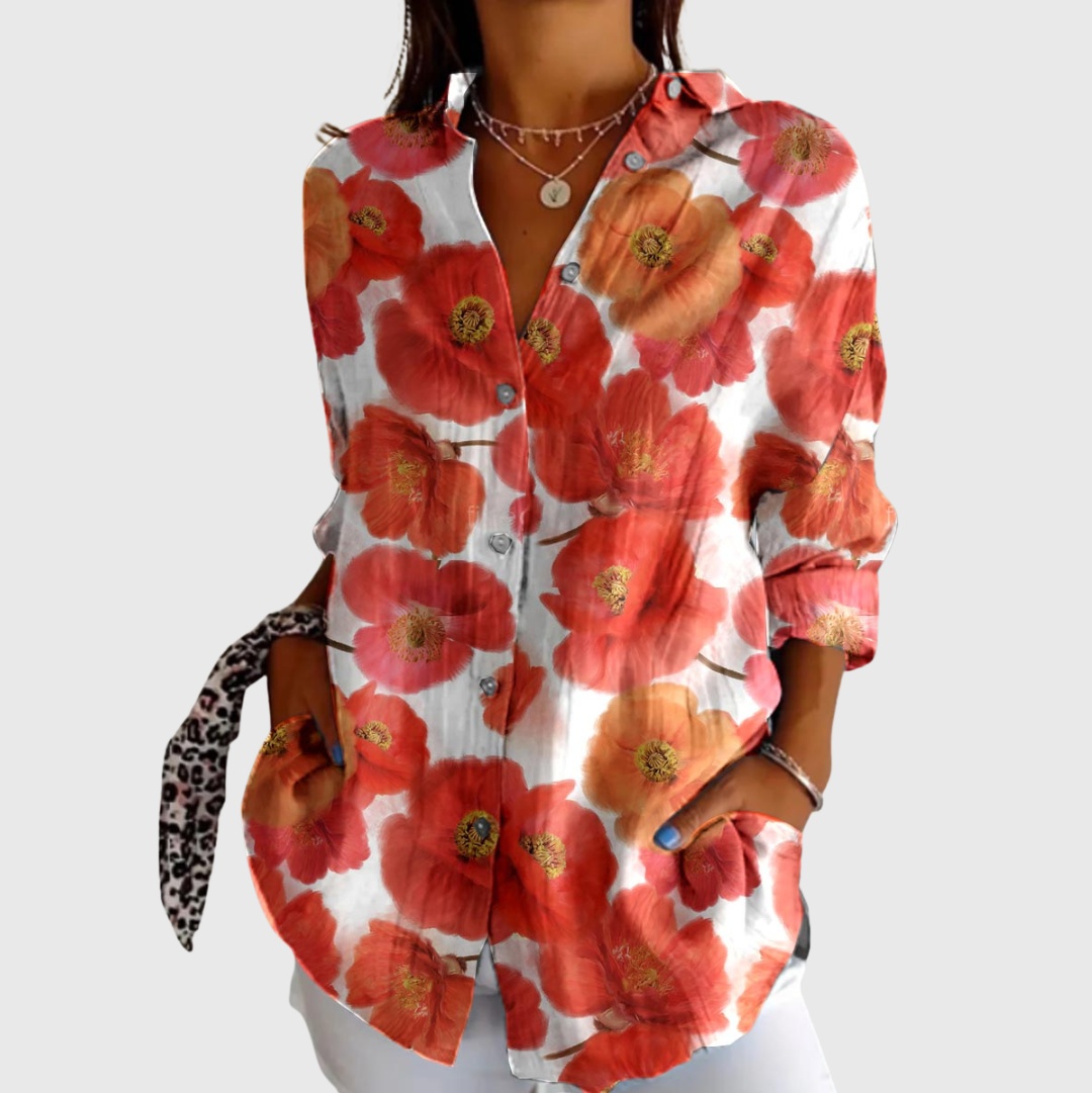 Dieuwertje lichte blouse met kleurrijke print