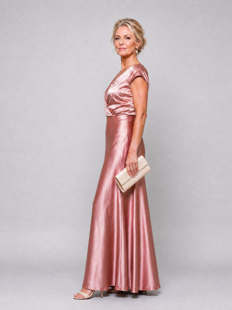 Samouse maxi-jurk met cap sleeves en overslaglijfje