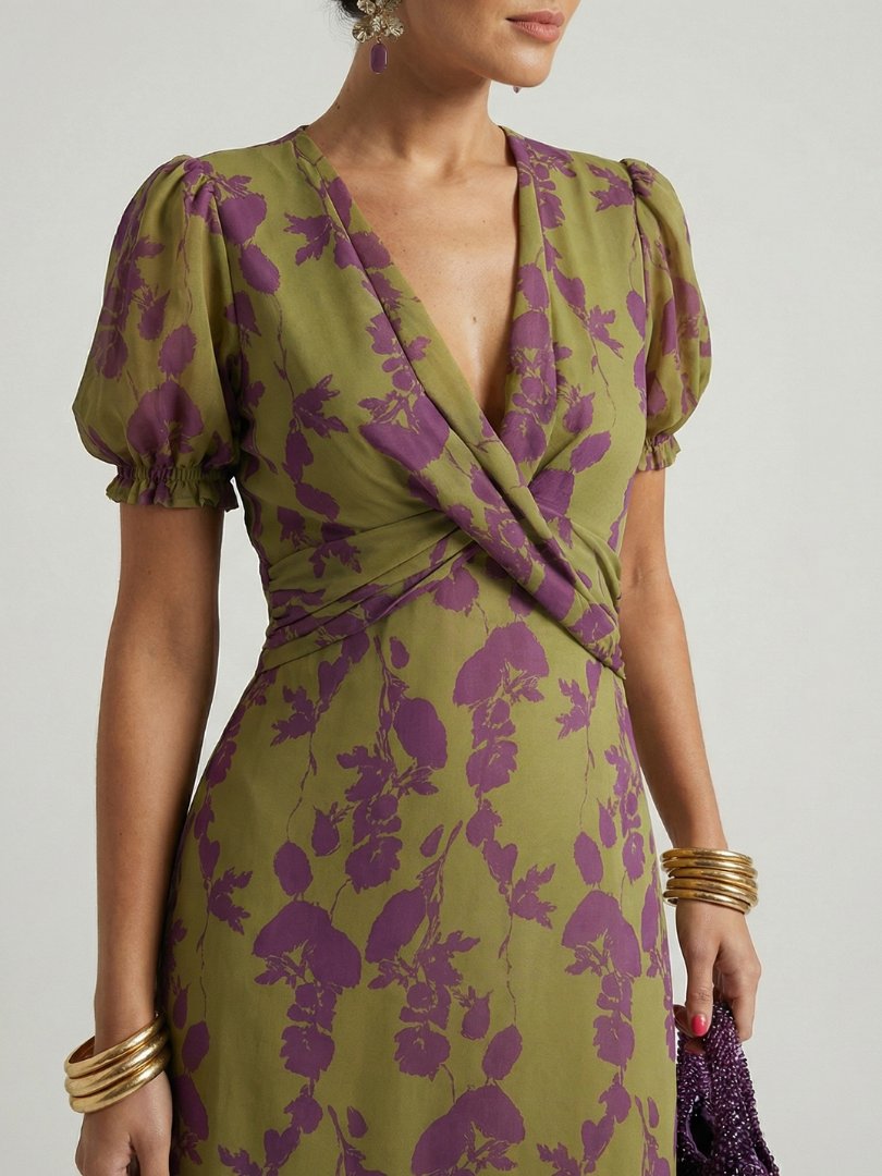 Virel midi-jurk met bloemenprint