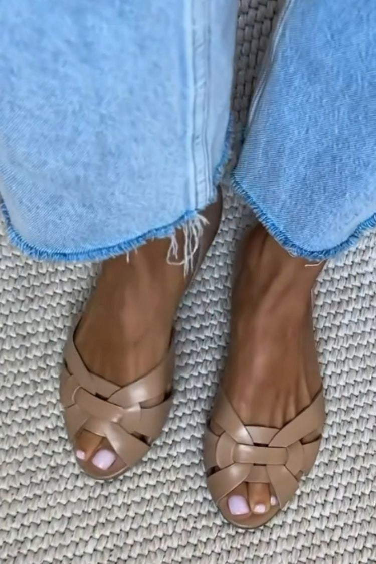 Serafina gevlochten sandalen in cognac