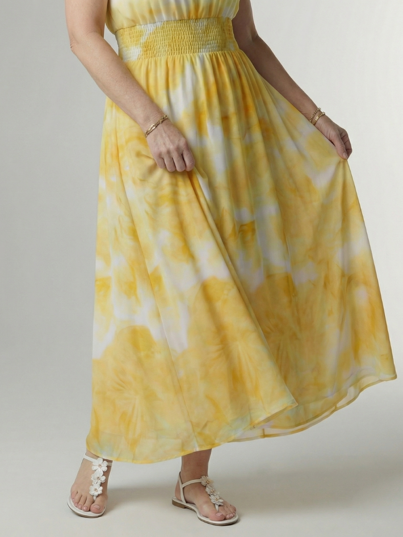 Sylin halter midi-jurk met gerimpelde taille
