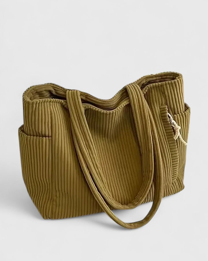Geribbelde shopper met koorddetail