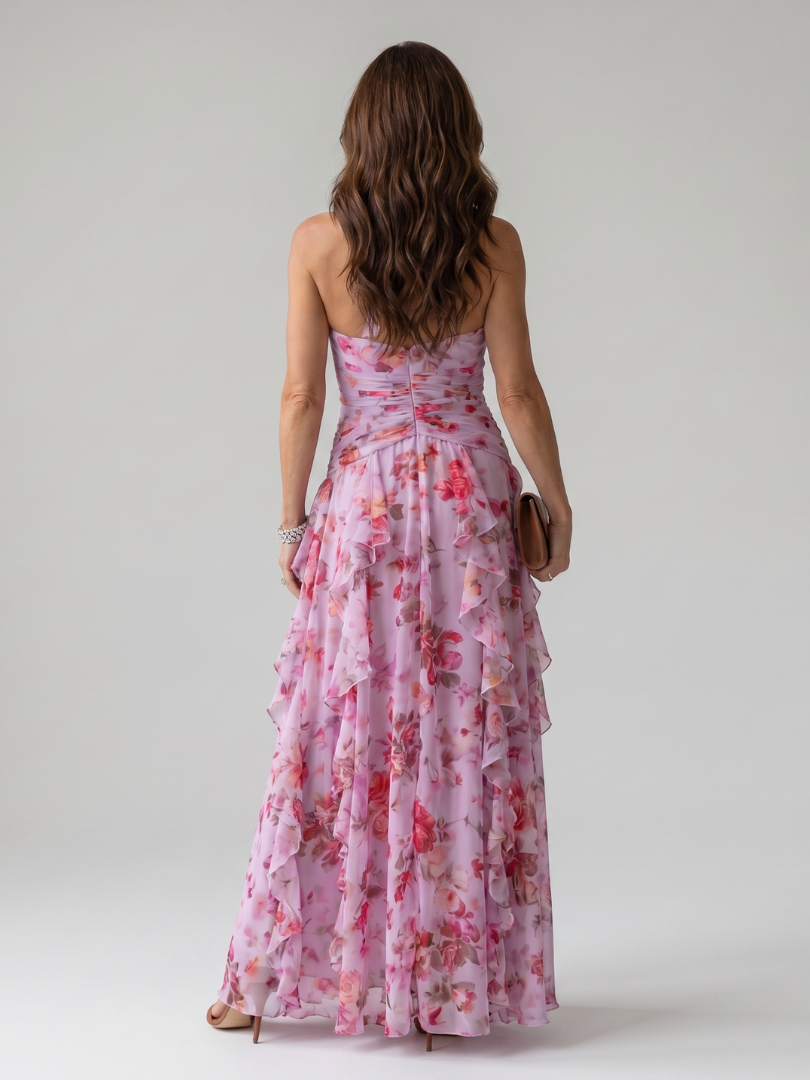 Nori halter maxi-jurk met gerimpeld lijfje en bloemenprint