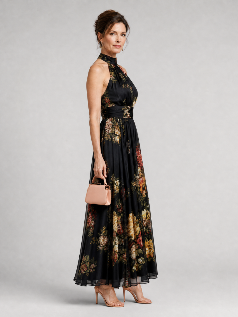 Sior halter midi-jurk met bloemenprint
