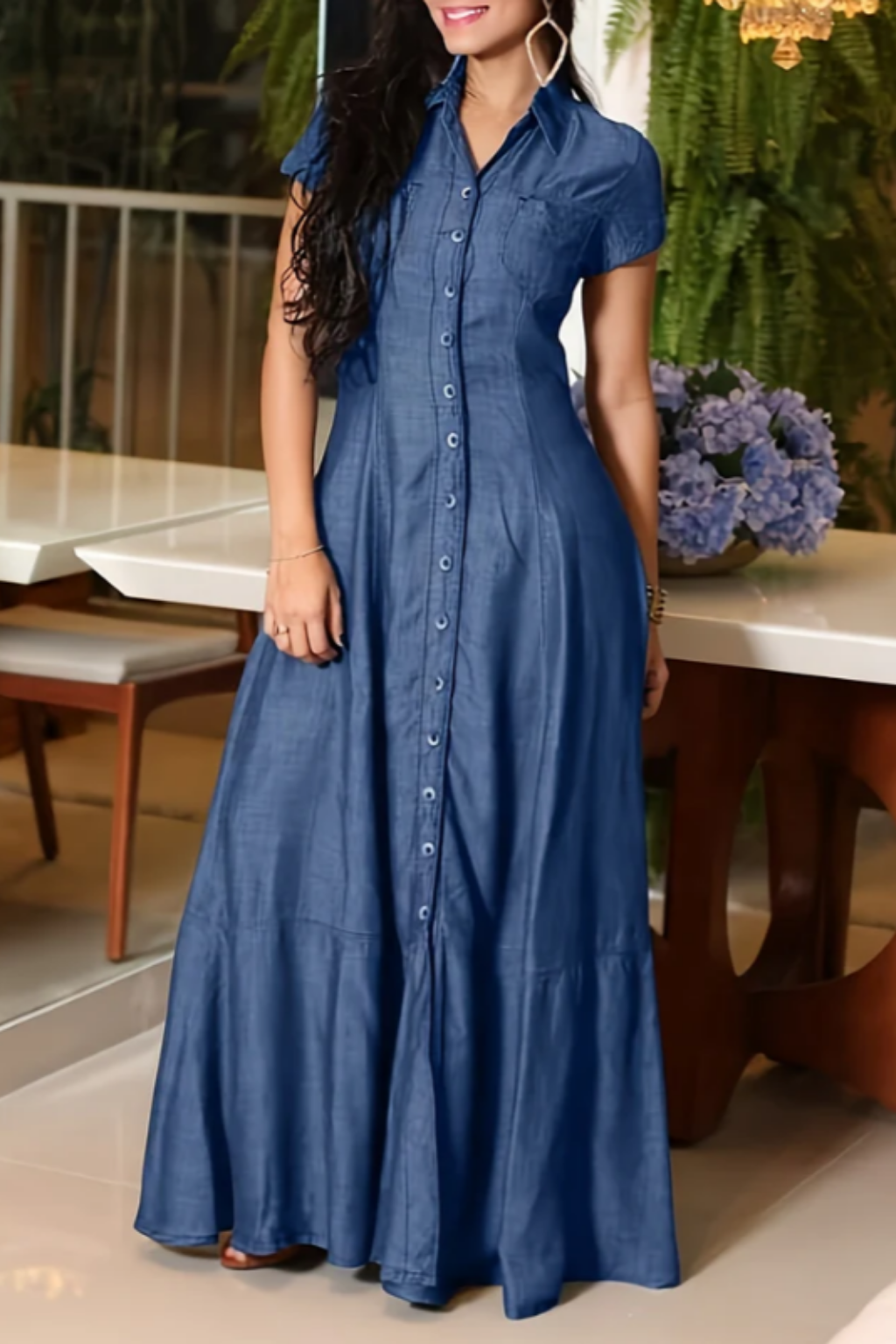 Mandy | Lange denim jurk