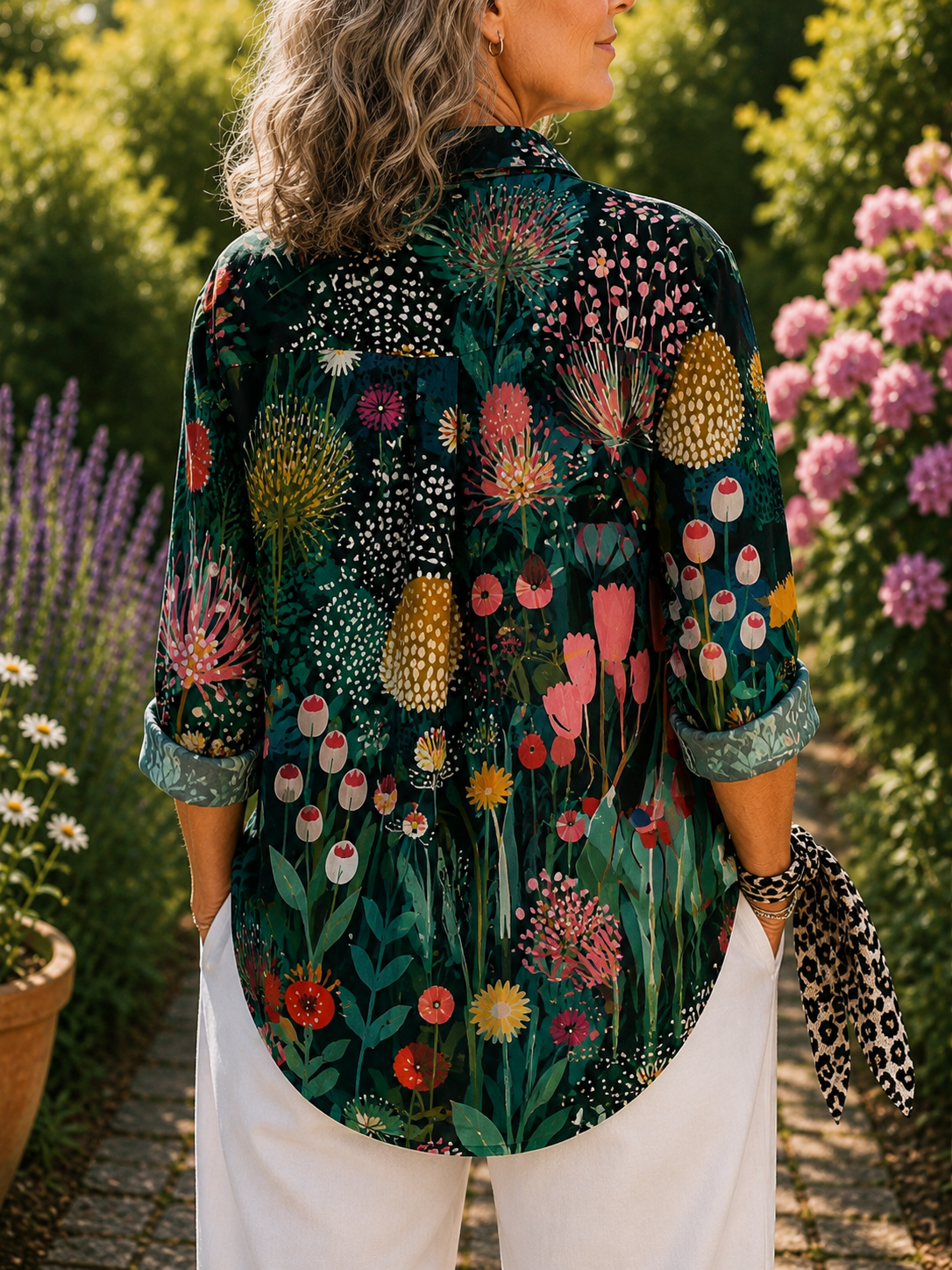 Florina elegante blouse met pauwenprint
