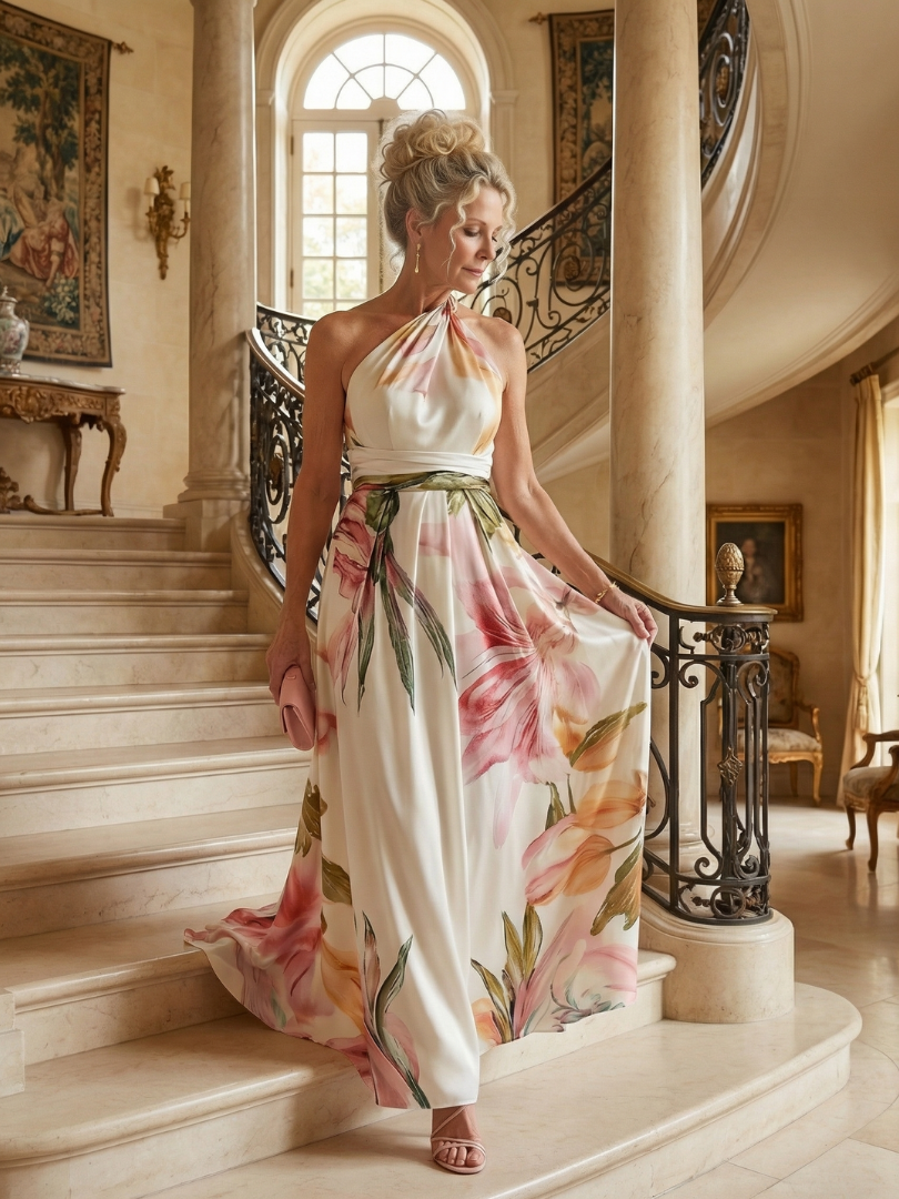 Amiel maxi-jurk met bloemenprint