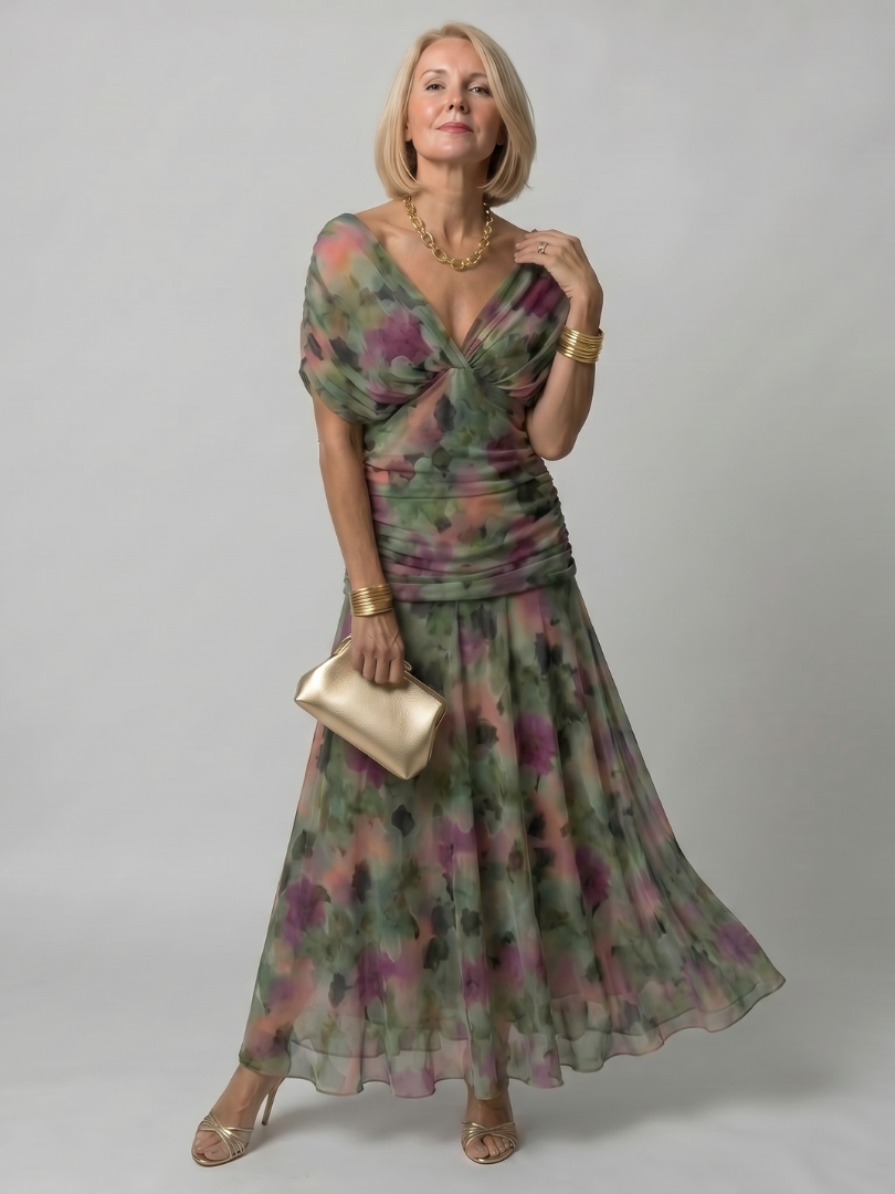 Calen off-shoulder midi-jurk