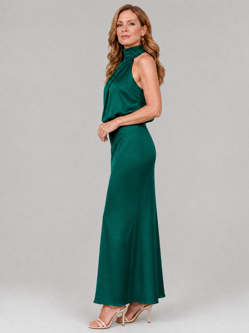 Nopal mouwloze midi-jurk met gedrapeerde hals