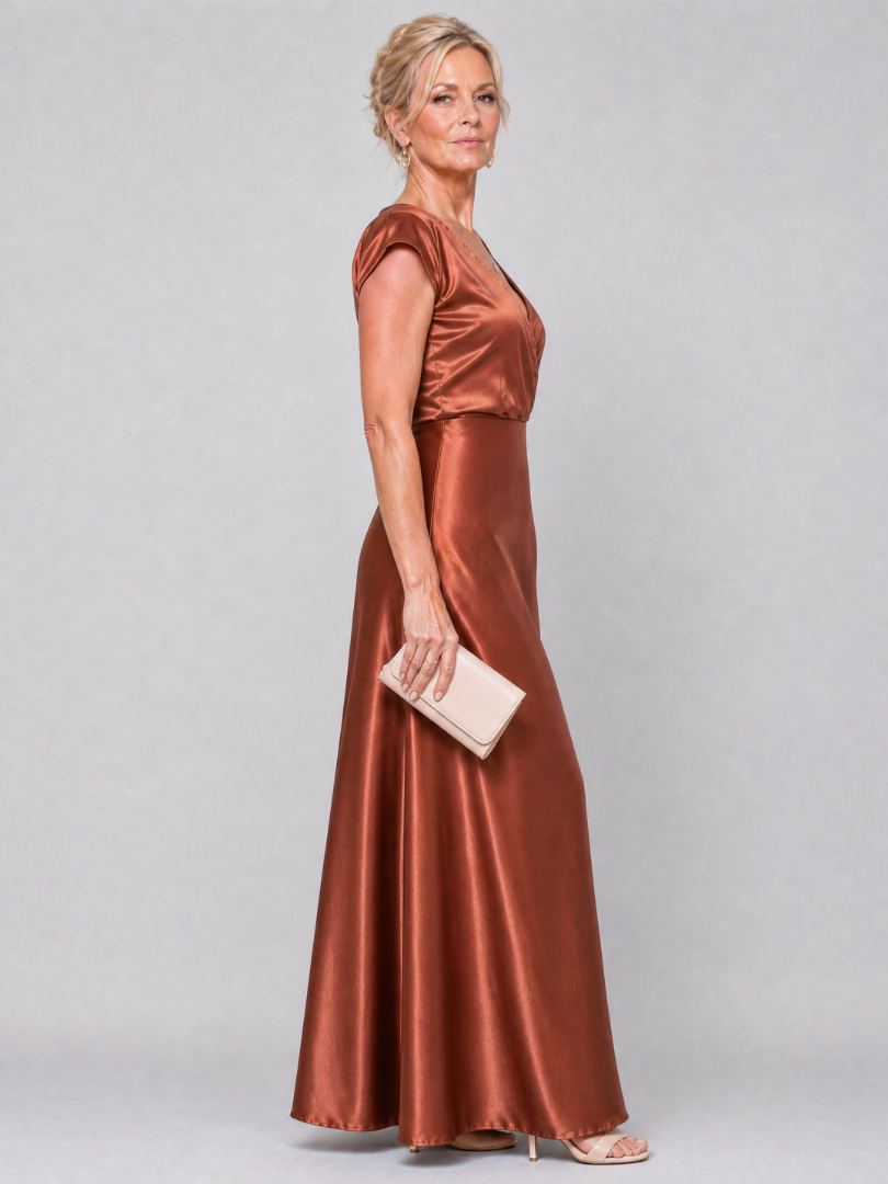 Samouse maxi-jurk met cap sleeves en overslaglijfje