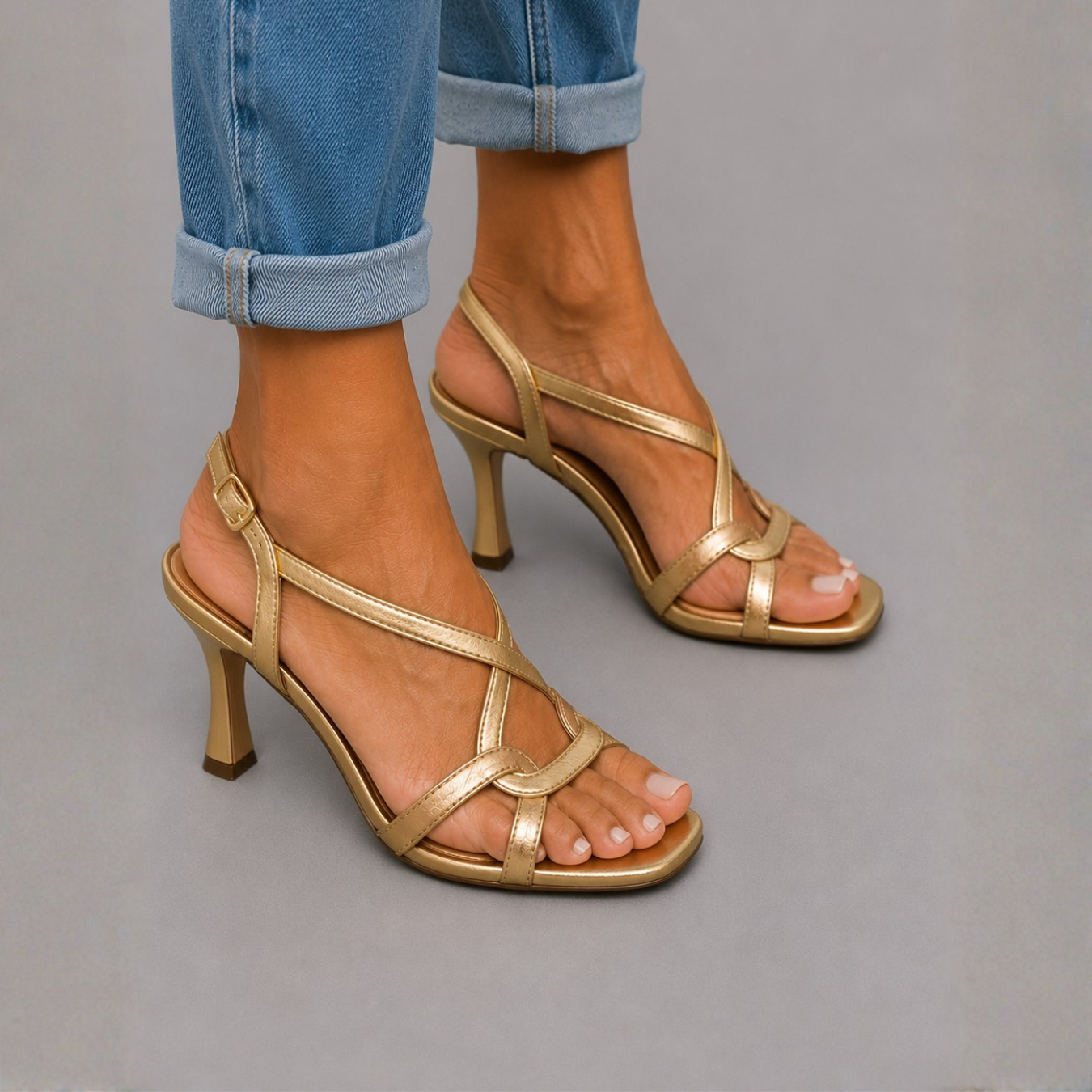 Soleil gouden sandalen met hak