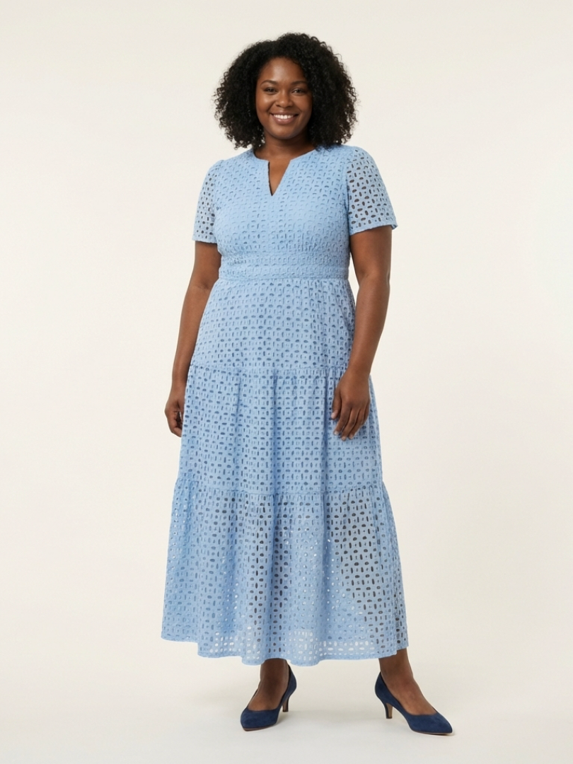 Brielle | V-hals Korte Mouw Tiered Midi Jurk