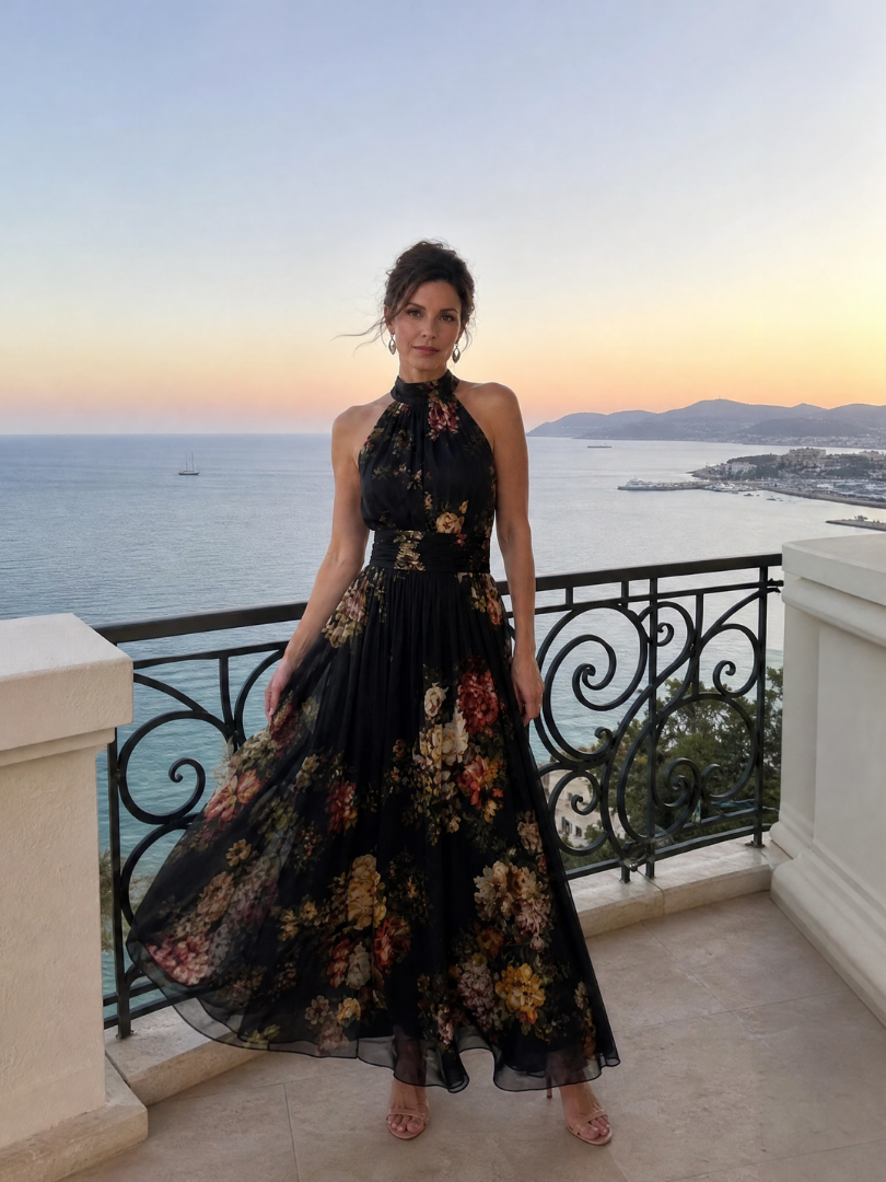 Sior halter midi-jurk met bloemenprint