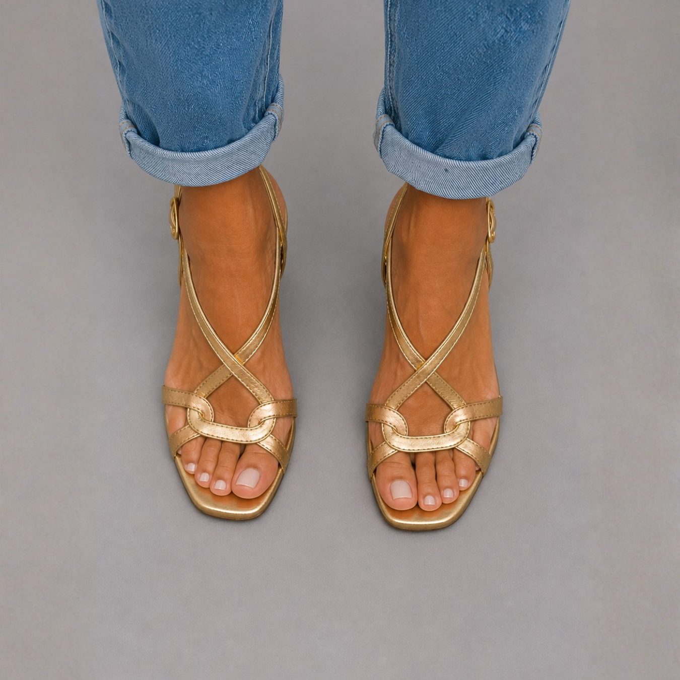 Soleil gouden sandalen met hak