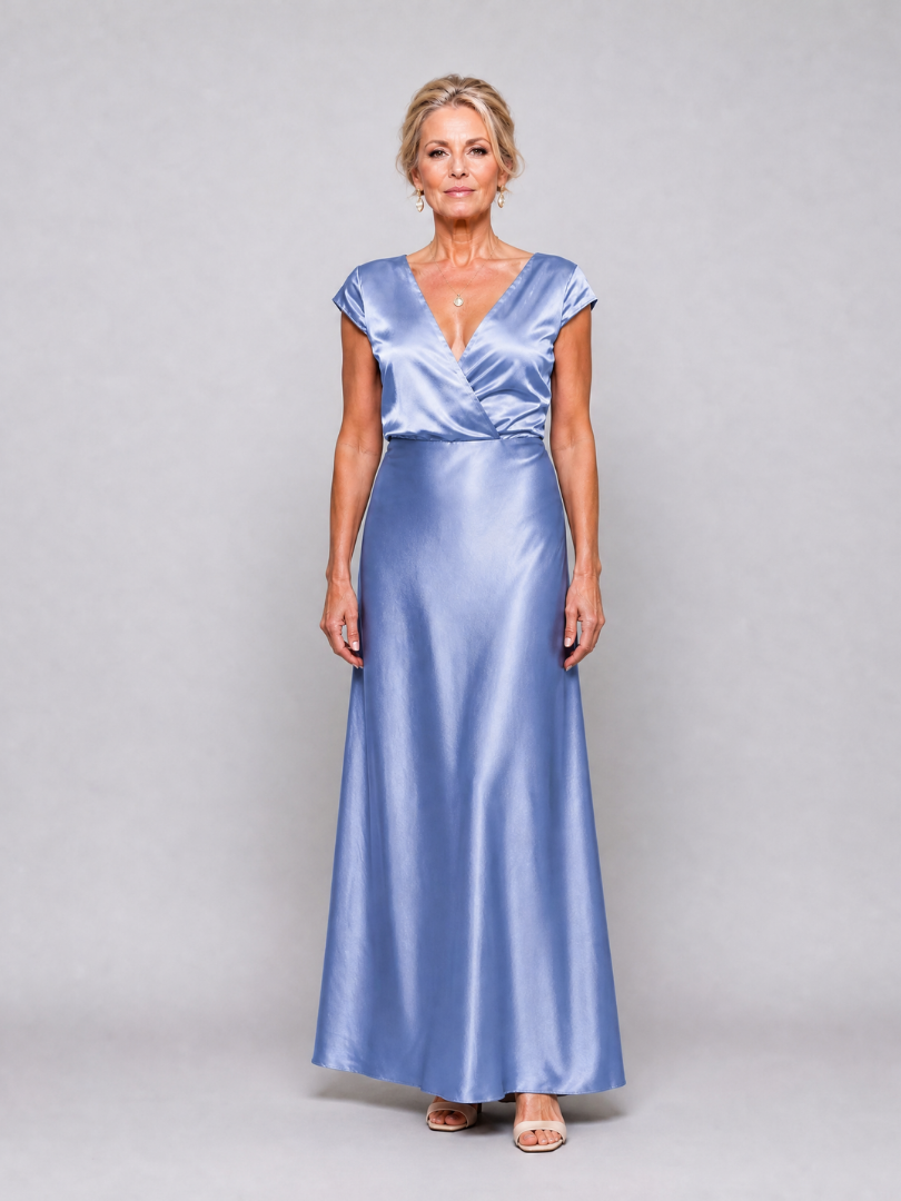 Samouse maxi-jurk met cap sleeves en overslaglijfje