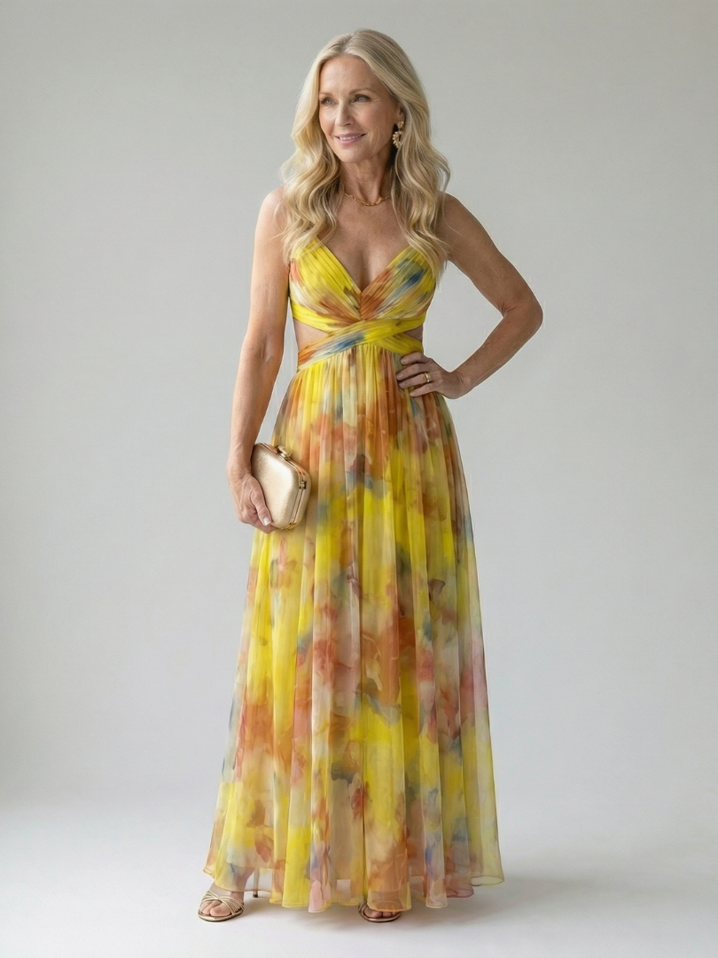 Isel soepele wikkel maxi-jurk